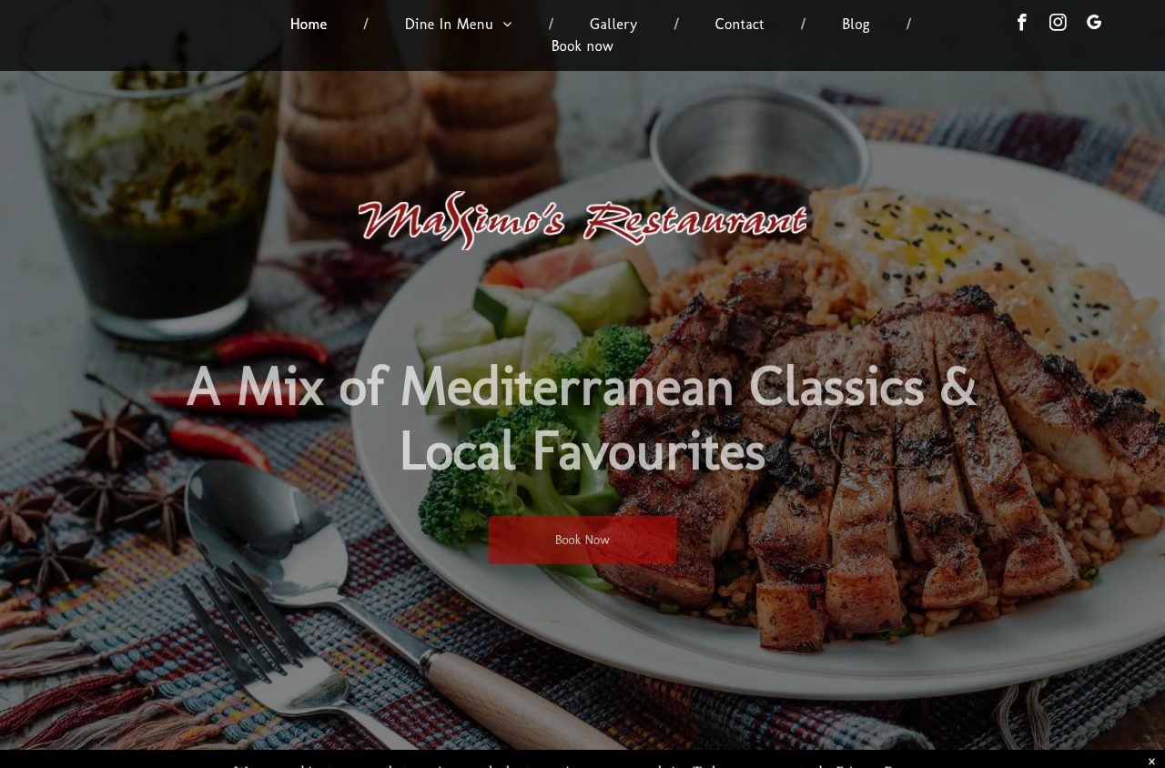 Massimos Restaurant completed website screenshot