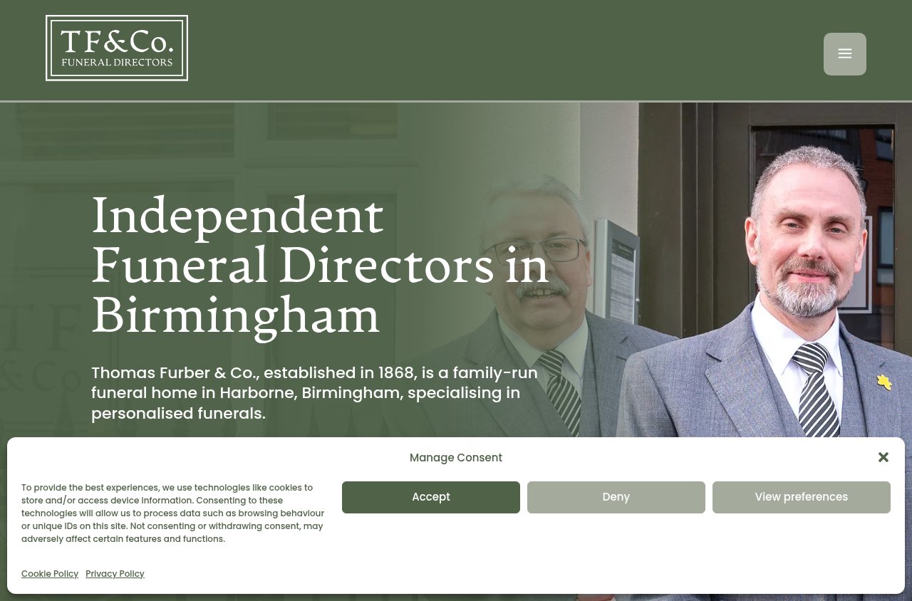 Thomas Furber completed website screenshot