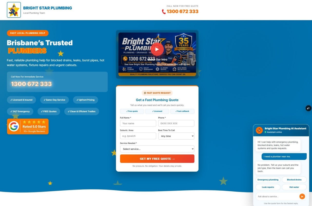 Bright Star HVAC demo website screenshot