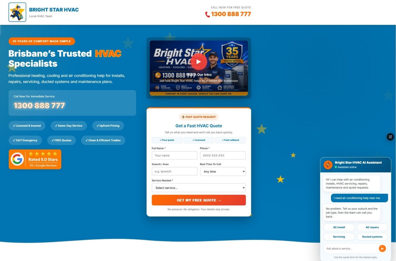 Bright Star Plumbing demo website screenshot